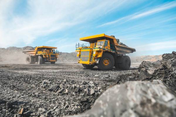 heavy equipments on the mining site